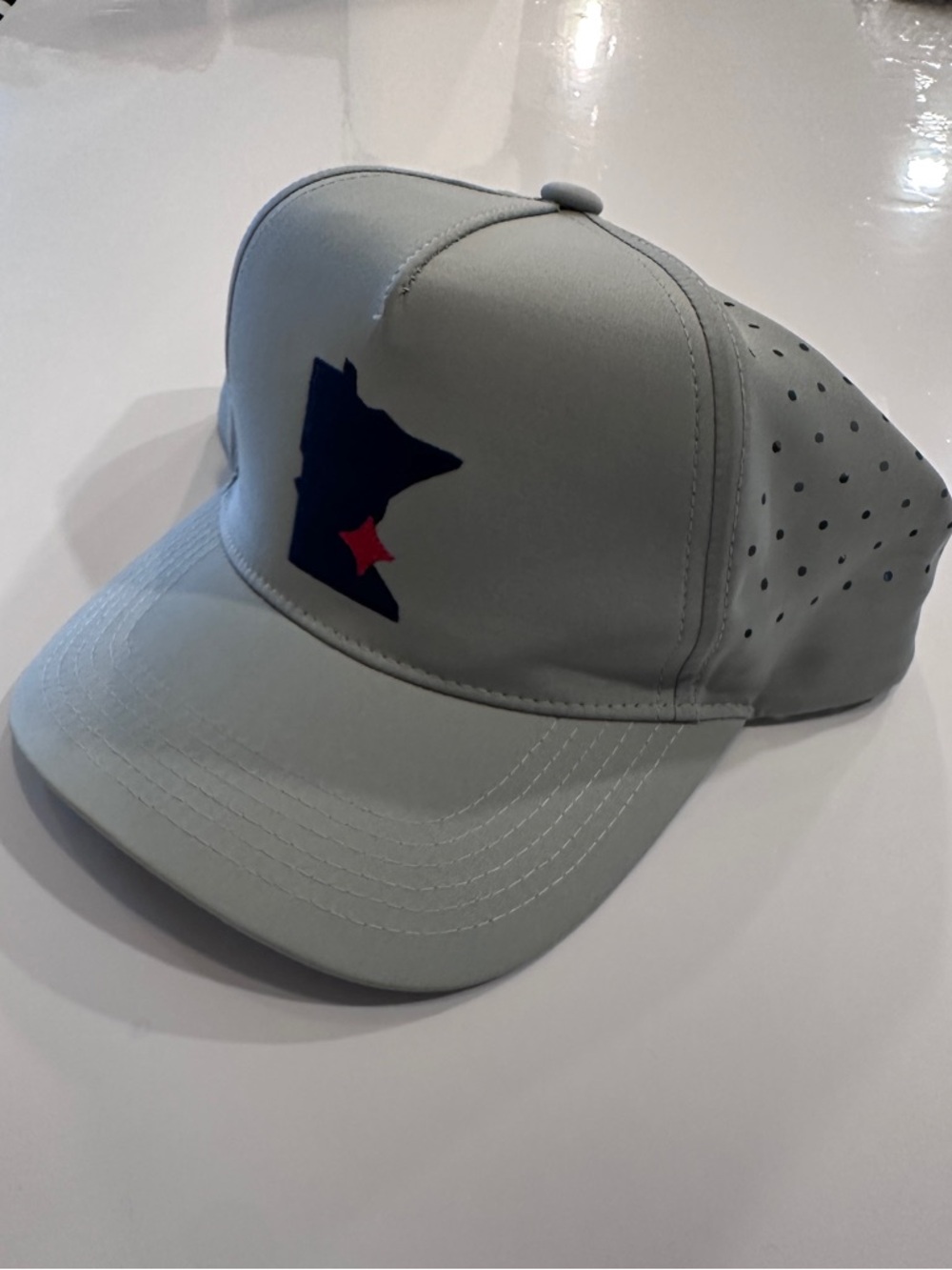 Light Gray MN Twins Baseball Cap with Navy & Red State Patch Expandable